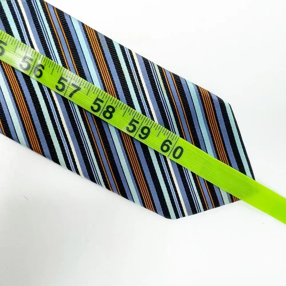 Brioni Men's Multicolor Stripe Silk Cotton Blend Tie Made in Italy Career Office